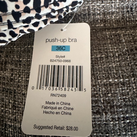 Rene Rofe Padded Push Up Bra Size 36C Leopard Print With Underwire - Picture 6 of 6